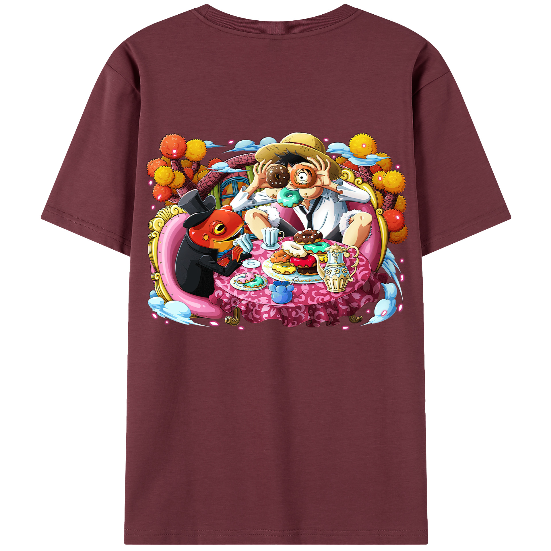 ワンピース モンキー・D・ルフィ ONE PIECE Monkey D. Luffy 綿100％半袖Tシャツ（背面プリント）